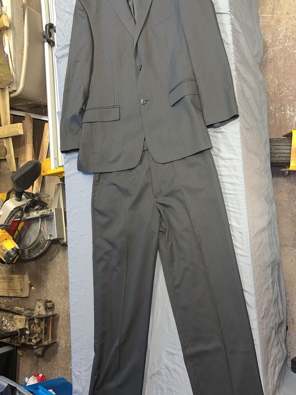 Haggar Men's Gray Pinstripe Two-Piece Suit
